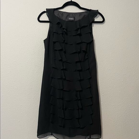 Adrianna Papell Black Ruffled Layered Mini Formal Dress Womens XS Cocktail Party - Picture 1 of 6
